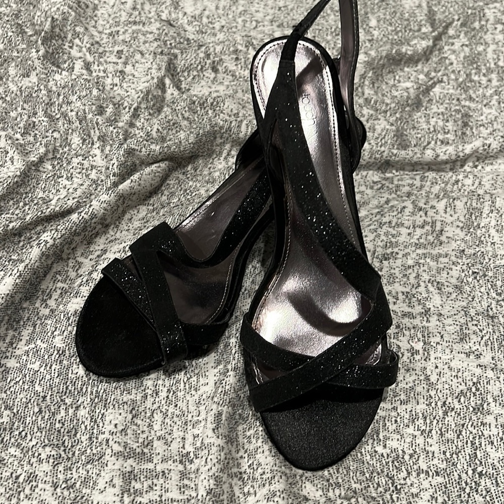 Black sparkle heels